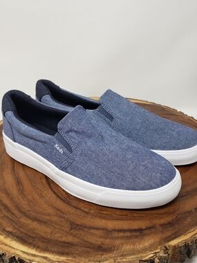 Keds Women's Slip-On Loafers in Chambray Blue and Navy